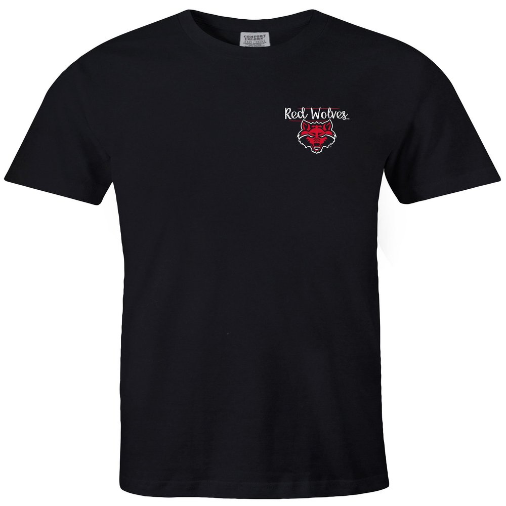 NCAA Arkansas State Indians Adult NCAA Sketchbook Comfort Color Short sleeve T-Shirt, XX-Large,Black