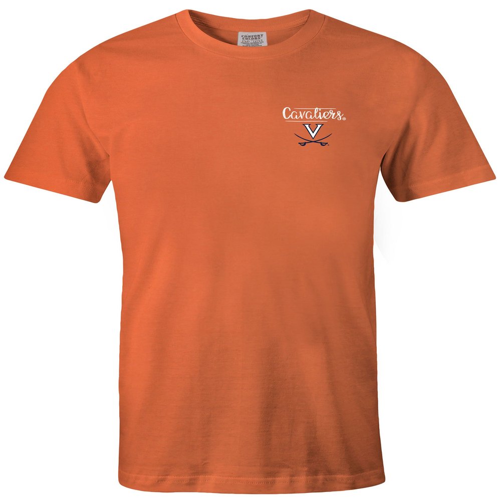 NCAA Virginia Cavaliers Adult NCAA Sketchbook Comfort Color Short sleeve T-Shirt, Small,BurntOrange