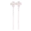 Grace Jun Bridal Silver Plated Rhinestone Crystal Long Tassel Clip on earrings Non Piercing for Women (23) view 1