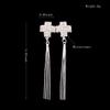 Grace Jun Bridal Silver Plated Rhinestone Crystal Long Tassel Clip on earrings Non Piercing for Women (23) view 2