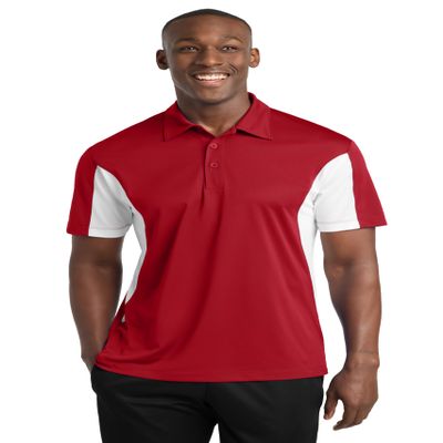 SPORT-TEK Unisex Side Blocked Micropique Sport-Wick Polo, True Red/White, 5XL