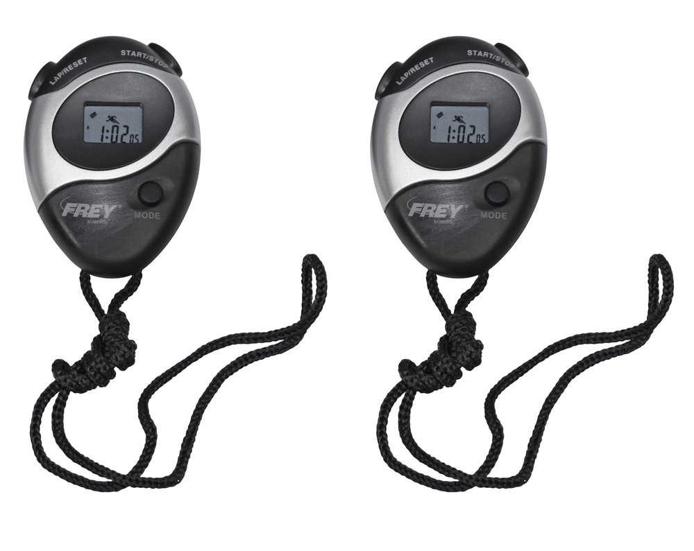 Frey Scientific Stopwatches, 100 Minutes, 1/100th Seconds, Pack of 2
