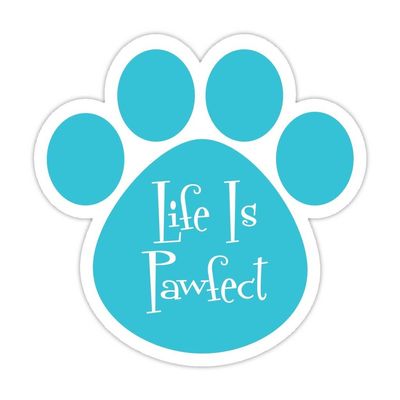 (5 Stickers Combo Deal) Dog Paw Shaped Bumper Sticker Vinyl Decal Life is Pawfect 5"X 5"