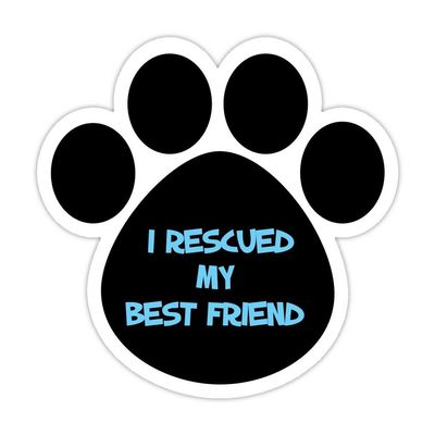 (5 Stickers Combo Deal) Dog Paw Shaped Bumper Sticker Vinyl Decal I Rescued My Best Friend 5"X 5"