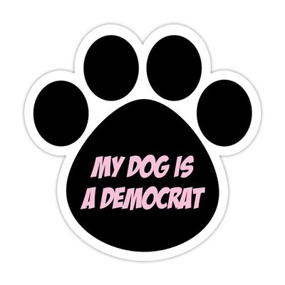 (5 Stickers Combo Deal) Dog Paw Shaped Bumper Sticker Vinyl Decal My Dog is A Democrat 5"X 5"