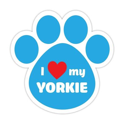 (5 Stickers Combo Deal) I Love My Yorkie Blue Paws Bumper Sticker Vinyl Decal 5"X 5"