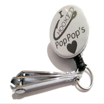 ATLanyards I Hooked PopPop's Heart Fishing Cutters, Pop Pop Fishing Line Nippers, Pop Pop Gift, Gift for Pop Pop, Gray 97