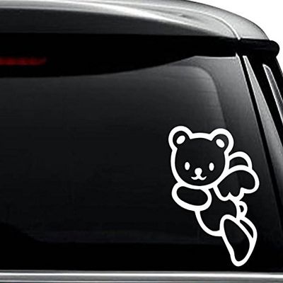Cute Teddy Bear Angel Decal Sticker For Use On Laptop, Helmet, Car, Truck, Motorcycle, Windows, Bumper, Wall, and Decor Size- [12 inch] / [30 cm] Tall / Color- Gloss White