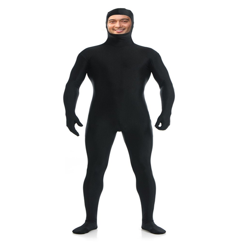 DreamHigh Men's Women's Polyester Spandex Full Body Costume Zentai Suit-Open Face (Black, S)
