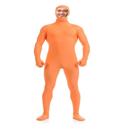 DreamHigh Men's Women's Polyester Spandex Full Body Costume Zentai Suit-Open Face (Orange, L)