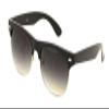 Classic Half Rim Round Vintage Retro Sunglasses (Matte Black, Black Gradient) view 1