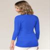 LL WT1255 Women's Deep V Neck 3/4 Sleeve Slim Fitted T-Shirt Casual Cross Surplice Wrap Tops S Royal_Brite view 2