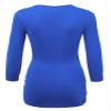 LL WT1255 Women's Deep V Neck 3/4 Sleeve Slim Fitted T-Shirt Casual Cross Surplice Wrap Tops S Royal_Brite view 3