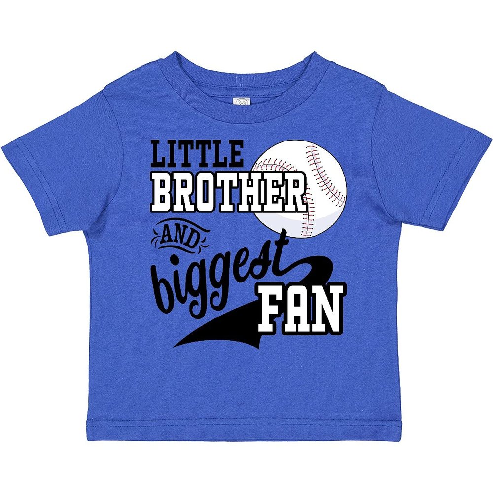 inktastic Little Brother and Biggest Fan- Baseball Family Fan Toddler T-Shirt 3T Royal Blue 2a7dc