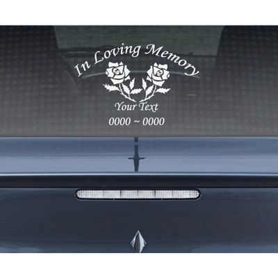 Custom Roses 1 in Loving Memory Personalized Car-Wall-Vinyl Decals Stickers, 48 Inches