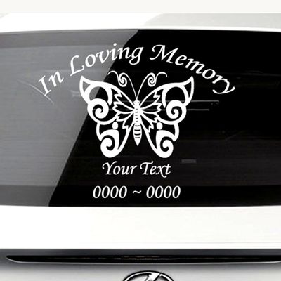 Custom Butterfly in Loving Memory Personalized Car-Wall-Vinyl Decals Stickers, 36 Inches