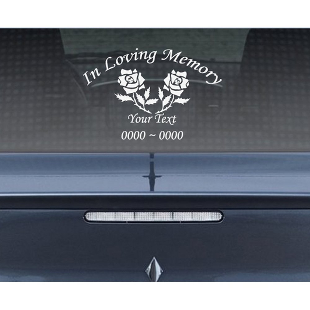 Custom Roses 1 in Loving Memory Personalized Car-Wall-Vinyl Decals Stickers, 36 Inches