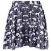 Sister Amy Women's Pleated Elastic Waist Band Flared Printed Midi Skater Silver Skulls US M view 1