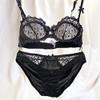 Lefox Women's Lumiere Lace Unlined Balconette Bra and Panty Set - (Black 32A) view 3