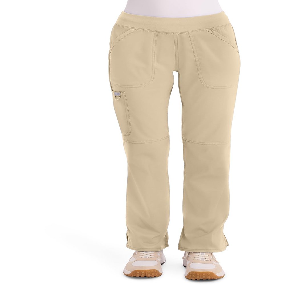 Cherokee Women Scrub Pant with Straight Leg Pull-on Pant Medical Bottom with 4 Pocket & 2-Way Stretch Fabric - WW110, S, Khaki