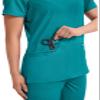 Cherokee Women's V-Neck Top, Teal Blue, X-Small view 2