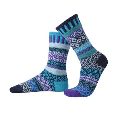 Solmate Socks - Mismatched Crew Socks; Made in USA; Water XL