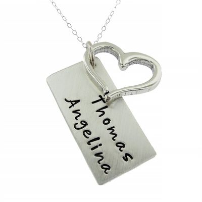Always Together Personalized Sterling Silver Two Name Necklace. Includes Sterling Silver Heart and choice of Sterling Silver Chain. Gifts for Her, Mother, Wife, Grandmother, Girlfriend, or Loved One