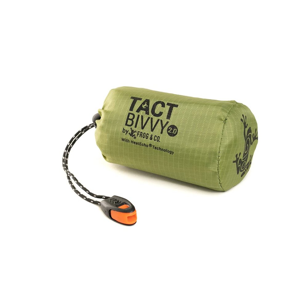 Tact Bivvy 2.0 HeatEcho Emergency Sleeping Bag, Compact Ultra Lightweight, Waterproof, Thermal Bivy Cover, Emergency Shelter Survival Kit  w/Stuff Sack, Carabiner, Survival Whistle + ParaTinder