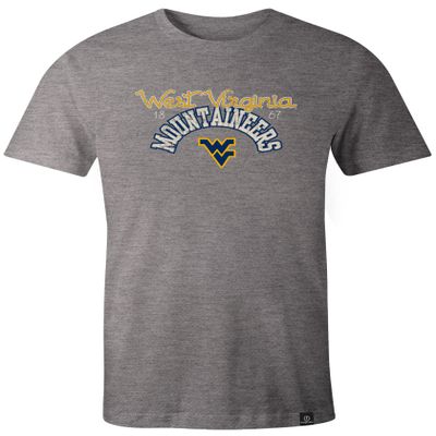NCAA West Virginia Mountaineers Adult Women NCAA Classic Arch Script Image One Women's Triblend Short sleeve T-Shirt, Medium,HeatherGrey