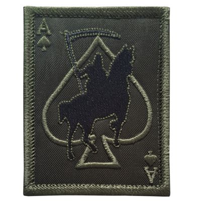 Ace of Spades Grim Reaper Death Card Morale Tactical Skull Skeleton Fastener Patch (Ranger Green)