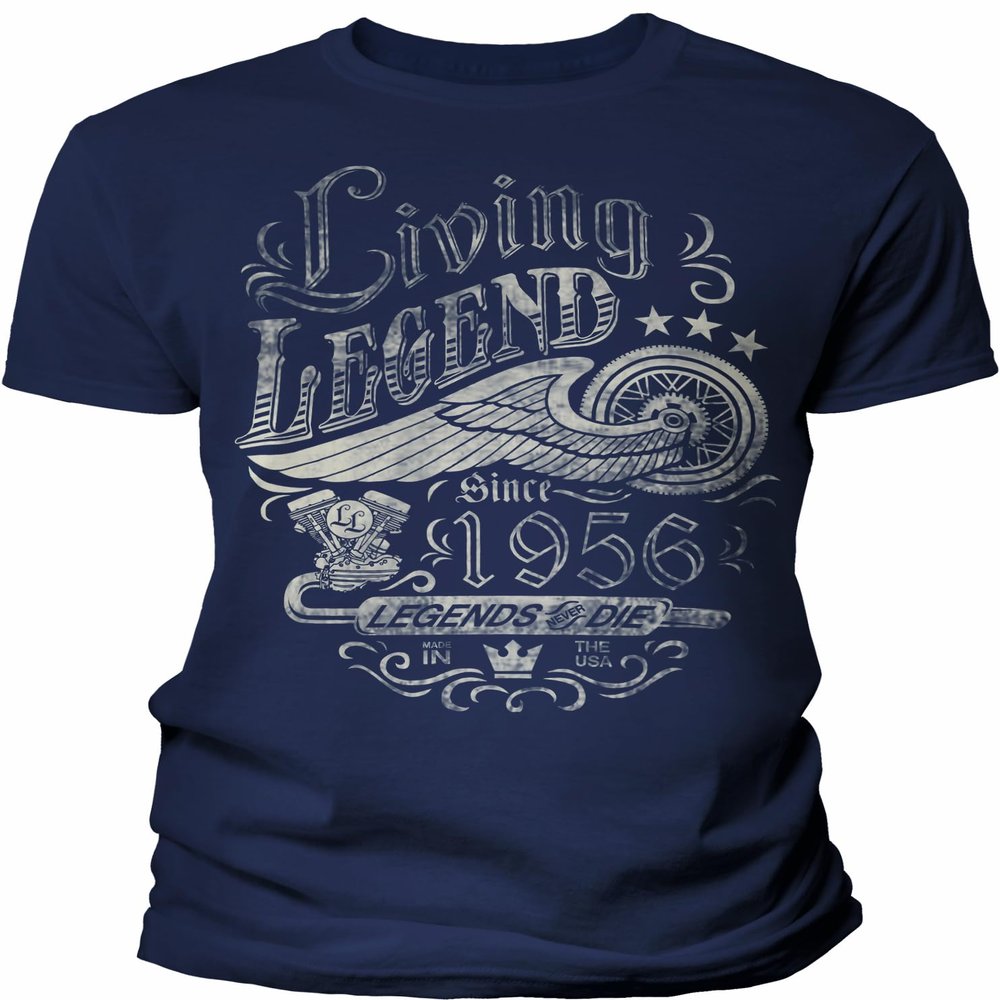 70th Birthday Gift Shirt for Men - Living Legend 1956 Legends Never Die - F/Navy-2X