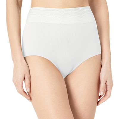 Warner's Women's No Pinching No Problem Microfiber with Lace Brief, White, Xl