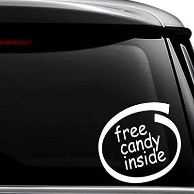Free Candy Inside Decal Sticker For Use On Laptop, Helmet, Car, Truck, Motorcycle, Windows, Bumper, Wall, and Decor Size- [20 inch] / [50 cm] Wide / Color- Gloss White