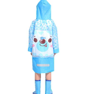 Taiduosheng Children's Kids Teens Jacket Rain Poncho Raincoat Hooded School Bag Cover Rainwear B M Blue