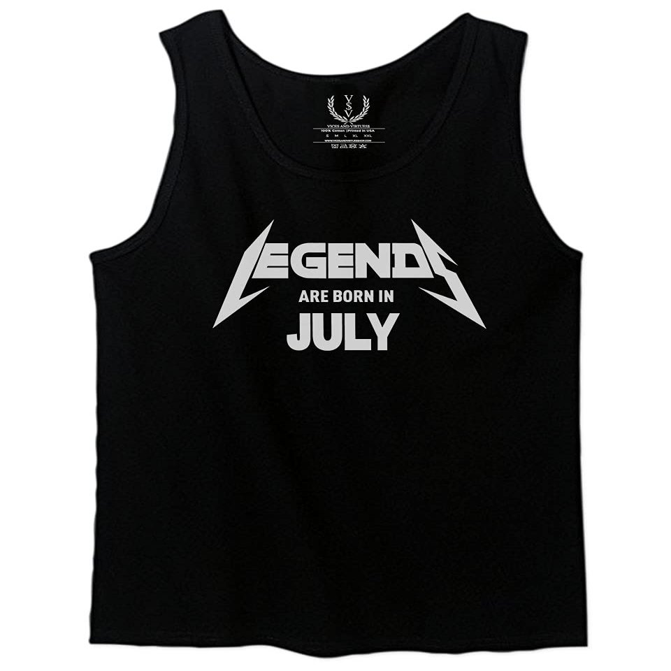 0044. It's My Birthday Funny Legends are Born in July Gift 20th 30th 40th 50th Men's Tank Top (Black, Large)