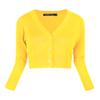 Urban CoCo Women's Cropped Cardigan V-Neck Button Down Knitted Sweater 3/4 Sleeve (XL, Lemon Yellow) view 2