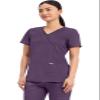 Cherokee Scrubs Top for Women Mock Wrap with 3 Pockets, Soft, 2-Way Stretch & Durable Fabric - WW610, M, Eggplant view 2