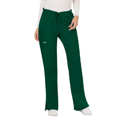 WW Revolution by Cherokee Women's Mid Rise Moderate Flare Drawstring Pant Tall, Hunter Green, Small Tall