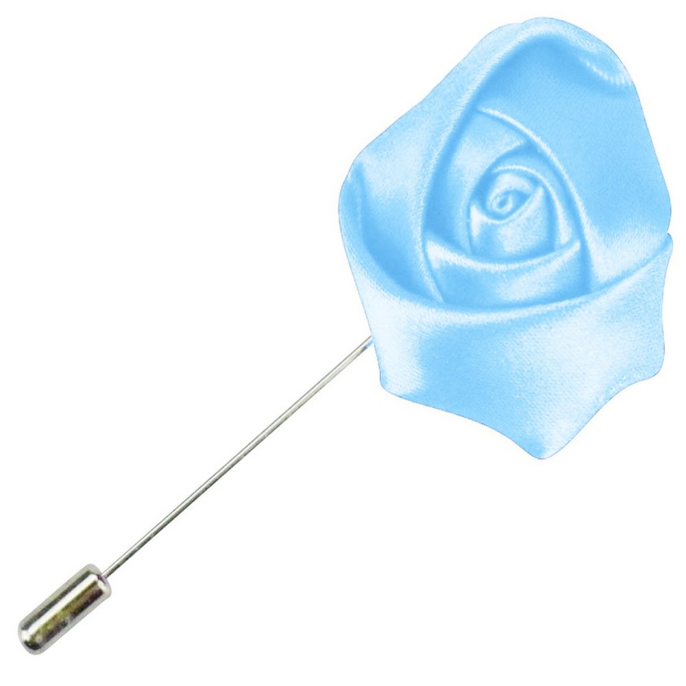 Flairs New York Gentleman's Essentials Premium Handmade Flower Lapel Pin Boutonniere (Pack of 1 Pin, Baby Blue [Rose Bud])