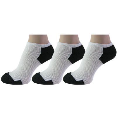 COUVER Performance No Show Athletic Running Socks with breathable mesh for Men and Women, White/Black Medium ( 3 Pack)
