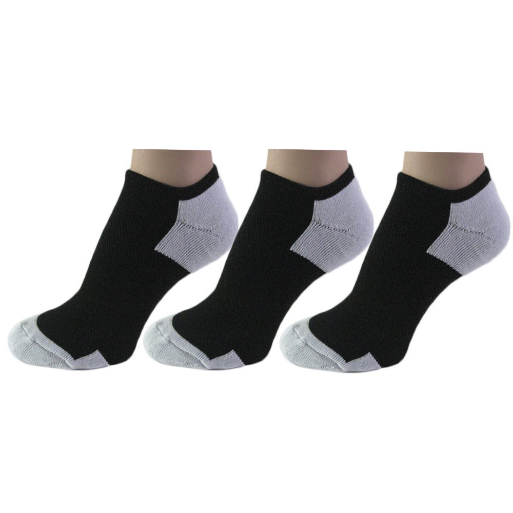 COUVER Performance No Show Athletic Running Socks with breathable mesh for Men and Women, Black/Silver Medium ( 3 Pack)