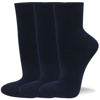 COUVER Unisex Cushion Performance Athletic Socks for Running Tennis, and Casual Use, Medium Size (3 Pack) - Navy