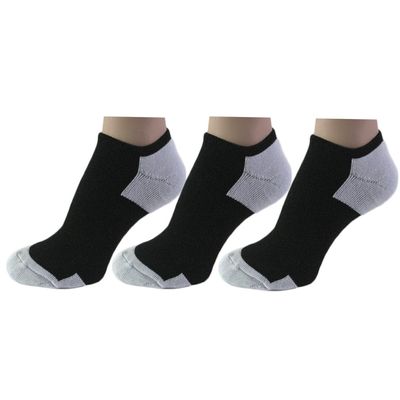 COUVER Performance No Show Athletic Running Socks with breathable mesh for Men and Women, Black/Silver Large ( 3 Pack)
