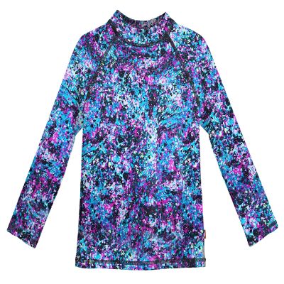 Made in USA Long Sleeve Girls' Rashguard Swimming Suit Swim Tshirt Tee UPF50+ Sun Protection for Beach Pool Summer Fun, Splatter, 4T