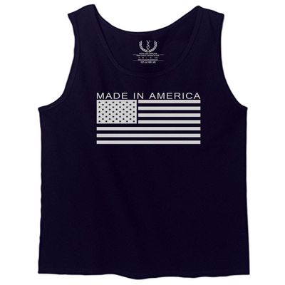 0010. Patriotic American Proud Made in USA United States America Flag Military Patriotic Style Men's Tank Top (Navy Blue, X-Large)