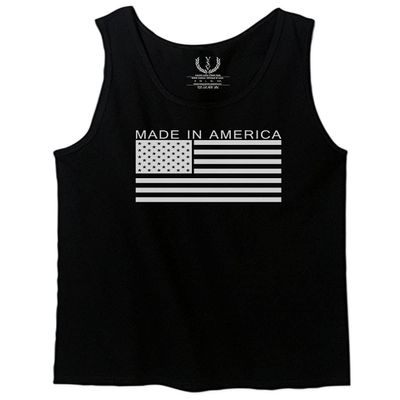 0010. Patriotic American Proud Made in USA United States America Flag Military Patriotic Style Men's Tank Top (Black, Small)