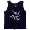 0013. Big Good Vibe Bones Hand Shaka Cool Vintage Hipster Graphic Men's Tank Top (Navy Blue, Small) view 1