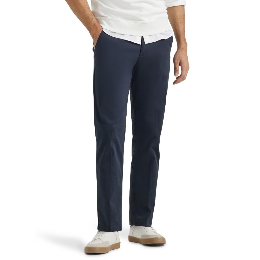 Lee Men's Extreme Motion Flat Front Slim Straight Pant Navy 40W x 34L