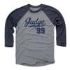 500 LEVEL Aaron Judge 3/4 Sleeve T-Shirt (Baseball Tee, X-Large, Navy/Heather Gray) - Aaron Judge Script B view 1