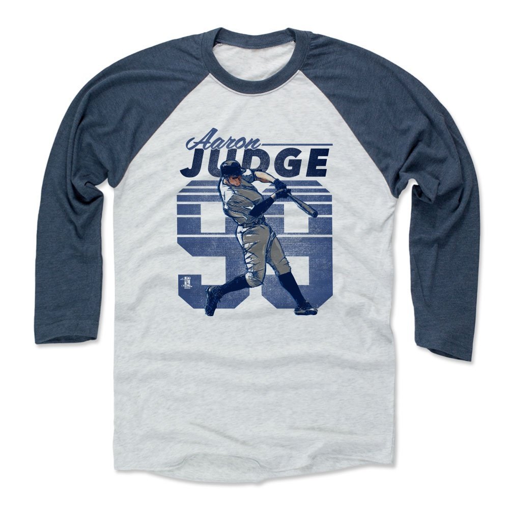 500 LEVEL Aaron Judge 3/4 Sleeve T-Shirt (Baseball Tee, XXX-Large, Indigo/Ash) - Aaron Judge Retro B